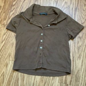 brandy melville brown button up
